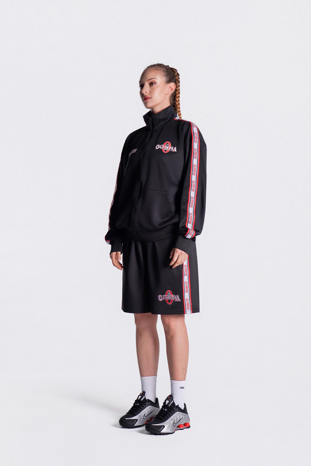Olympia Lettering Jersey Jacket (Black)