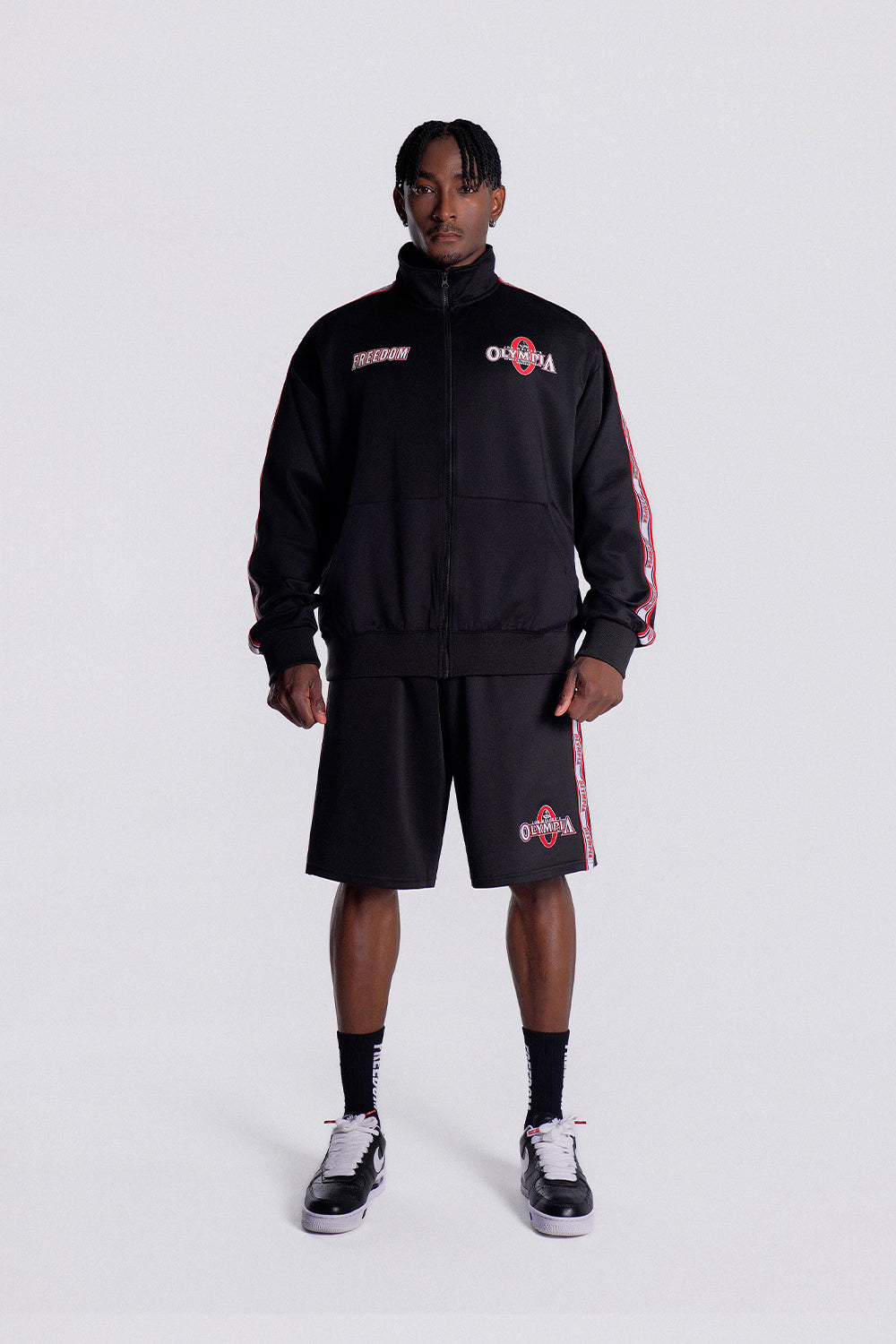 Olympia Lettering Jersey Jacket (Black)