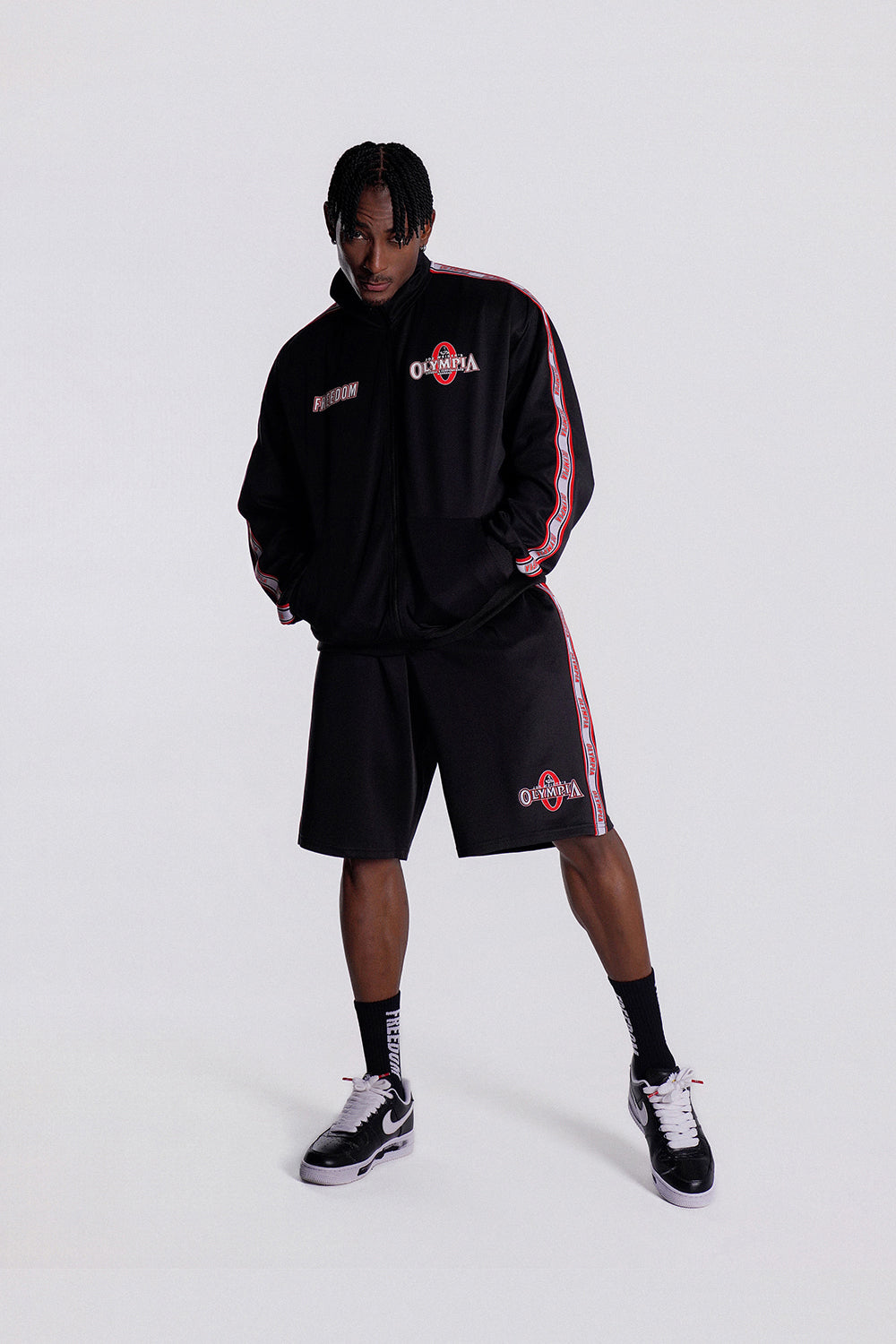 Olympia Lettering Jersey Jacket (Black)