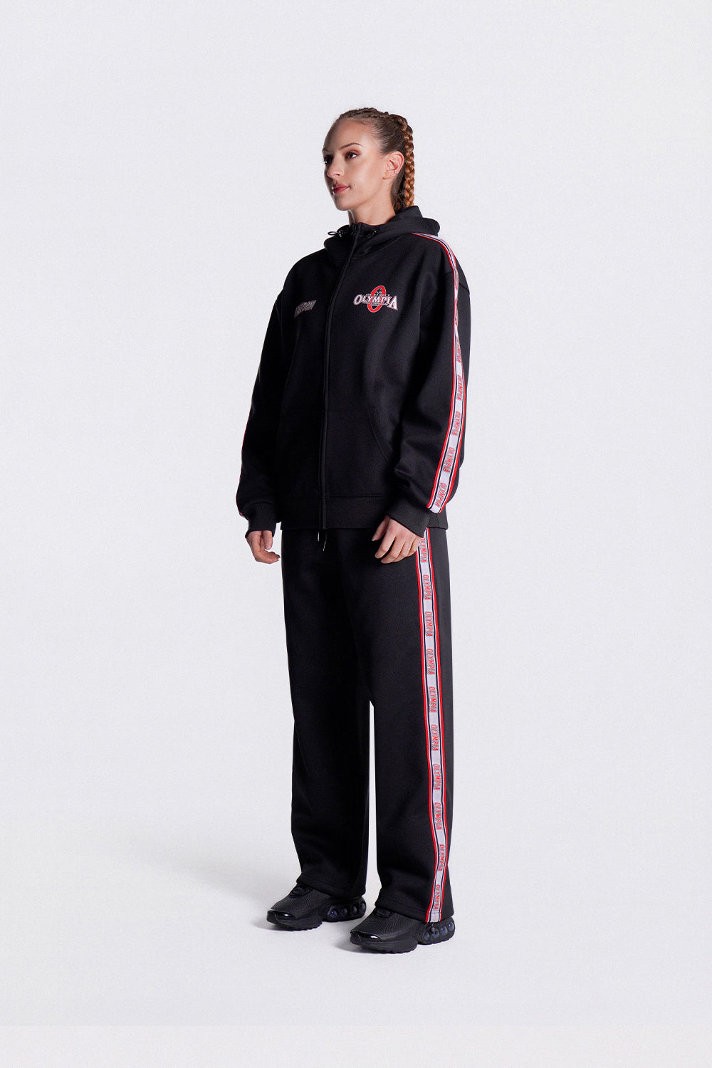 Olympia Lettering Hood Zip-up (Black)