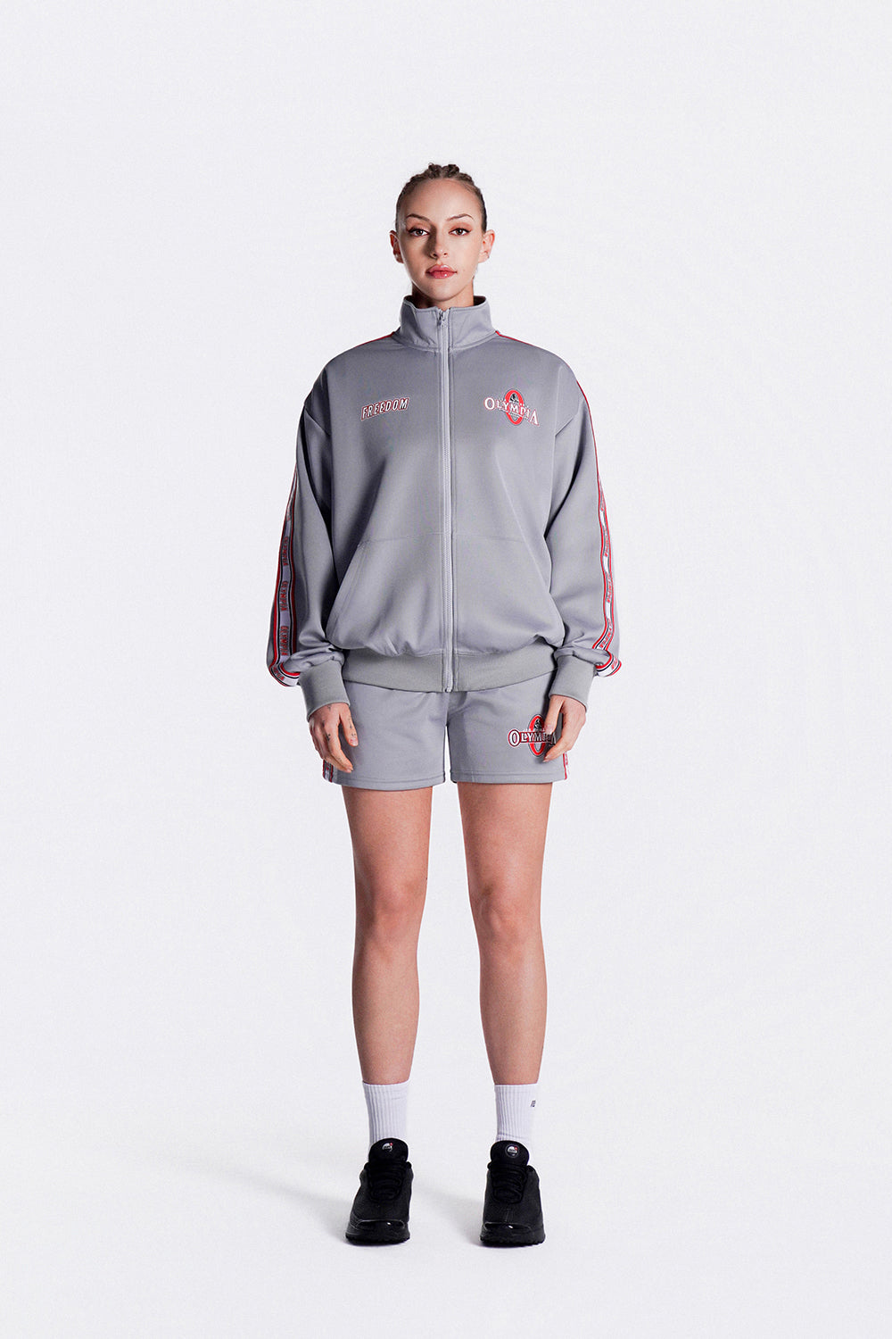 Olympia Lettering Jersey Jacket (Grey)