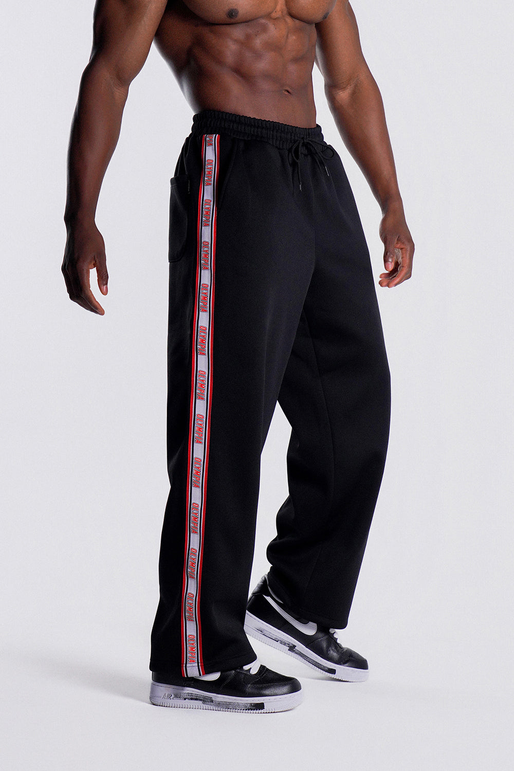 Olympia Lettering Mesh Embossed Pants (Black)