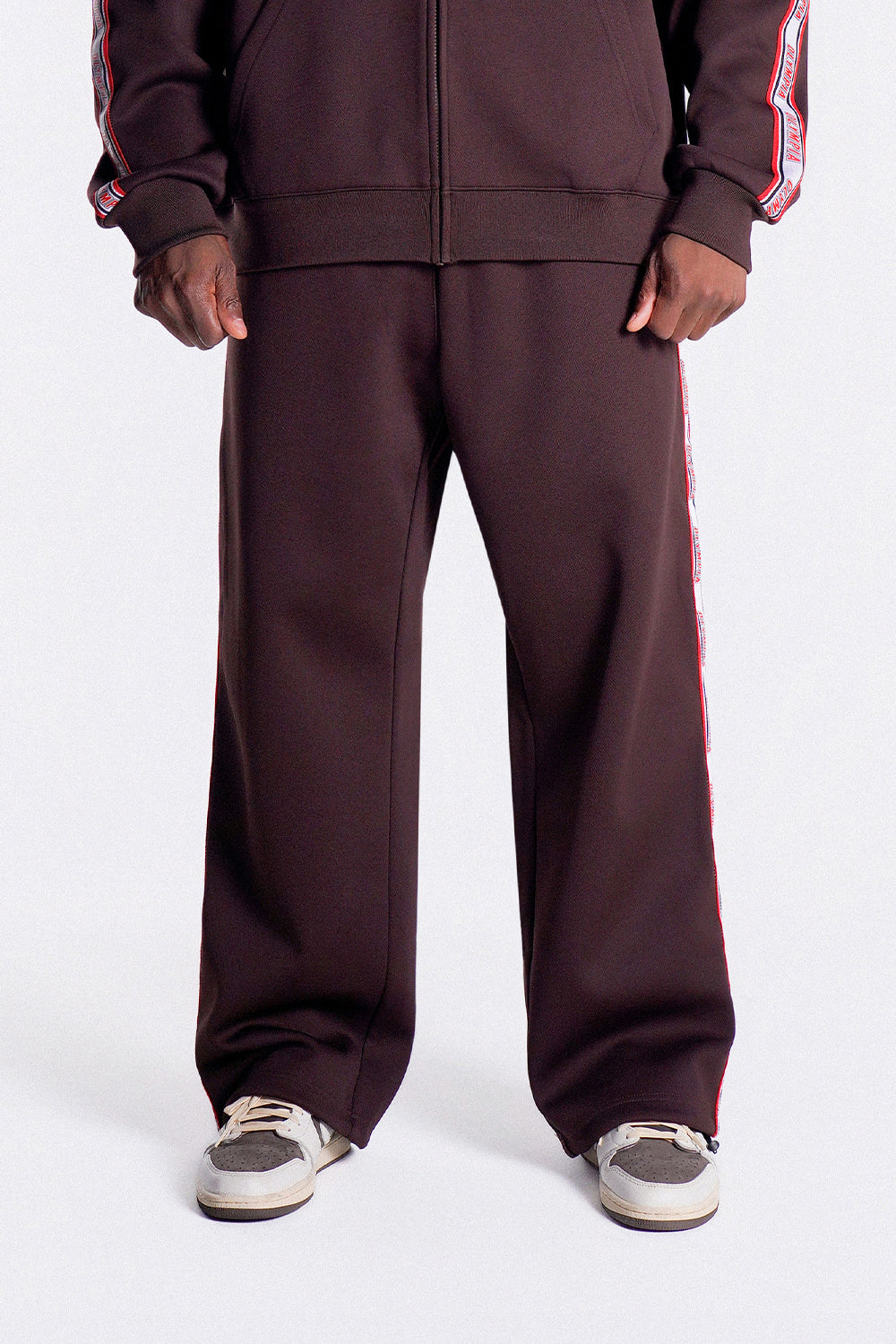 Olympia Lettering Mesh Embossed Pants (Brown)