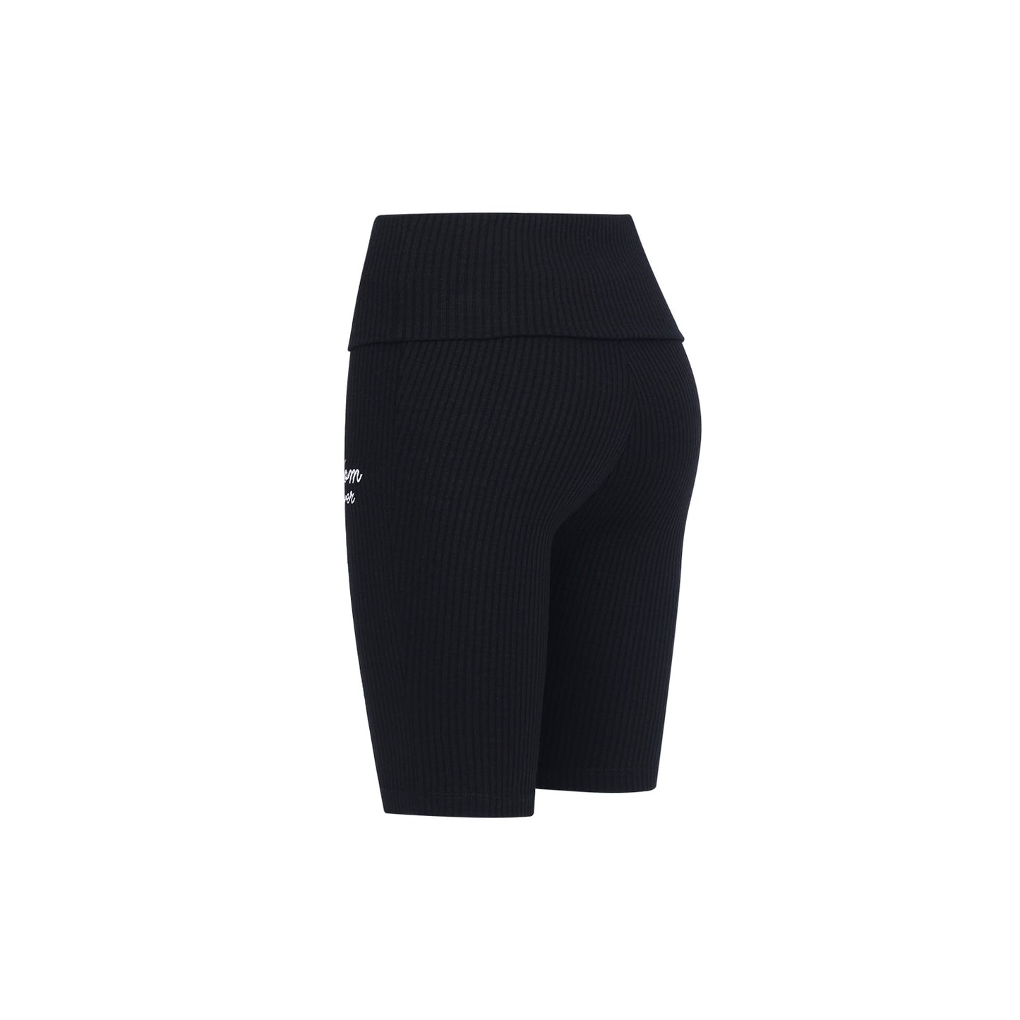Ribbed Folding Biker Shorts (Black)