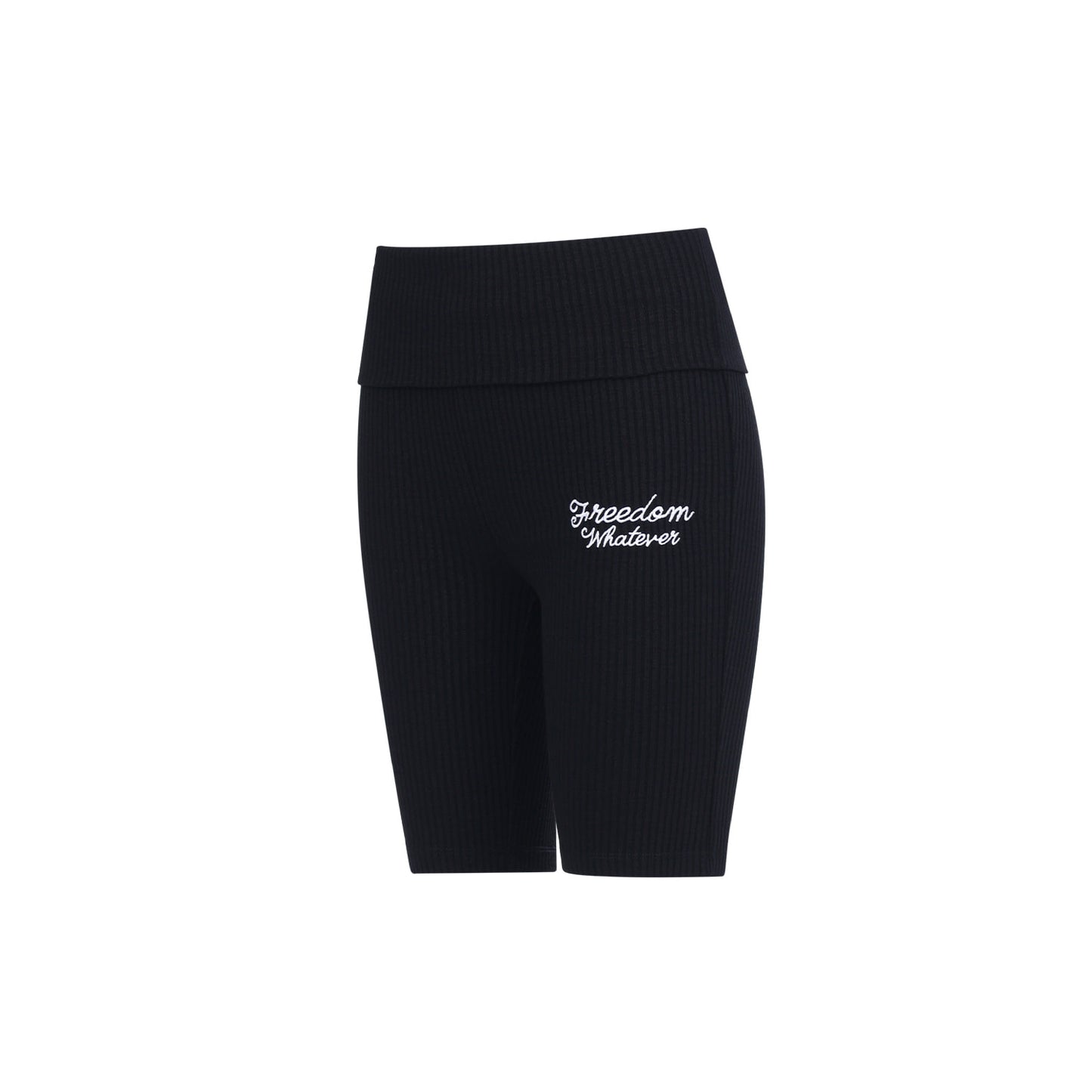 Ribbed Folding Biker Shorts (Black)