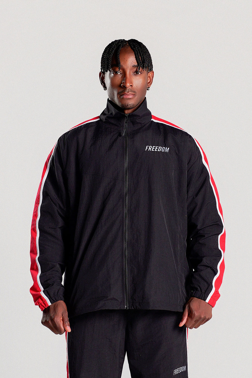 Sideline Windbreaker Jacket (Black/Red)