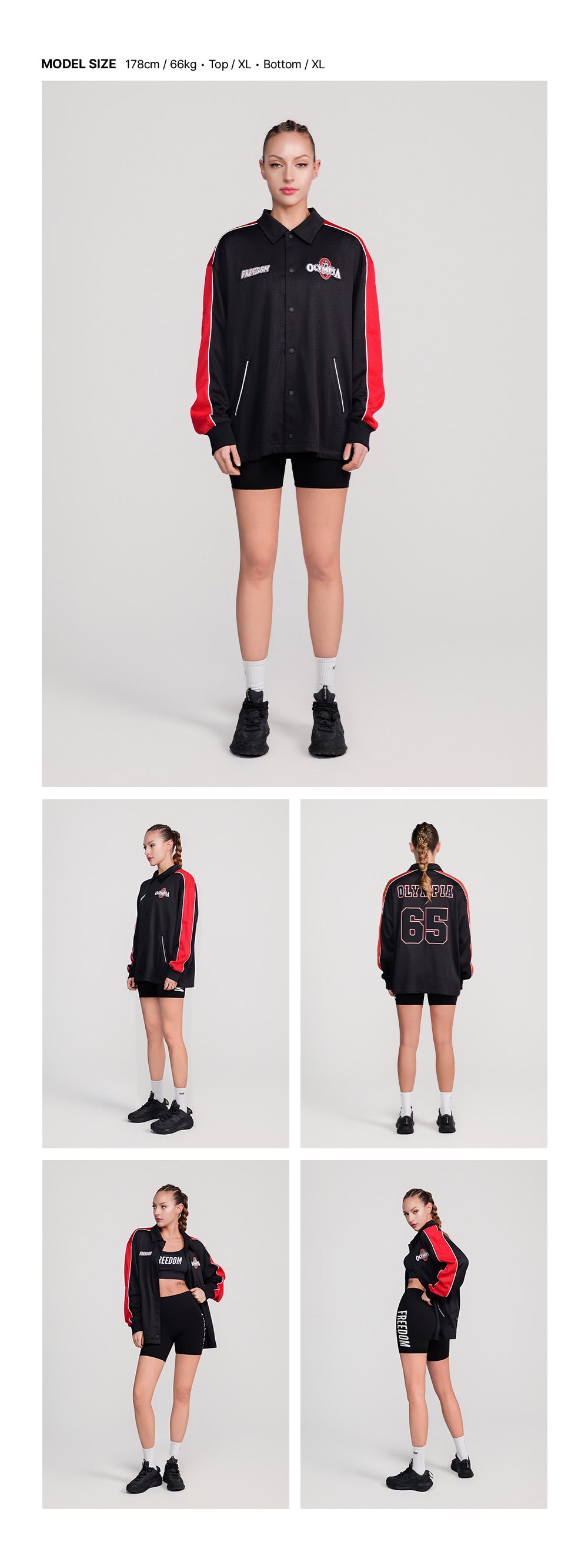 Olympia Lettering All Mesh Coach Jacket (Black)