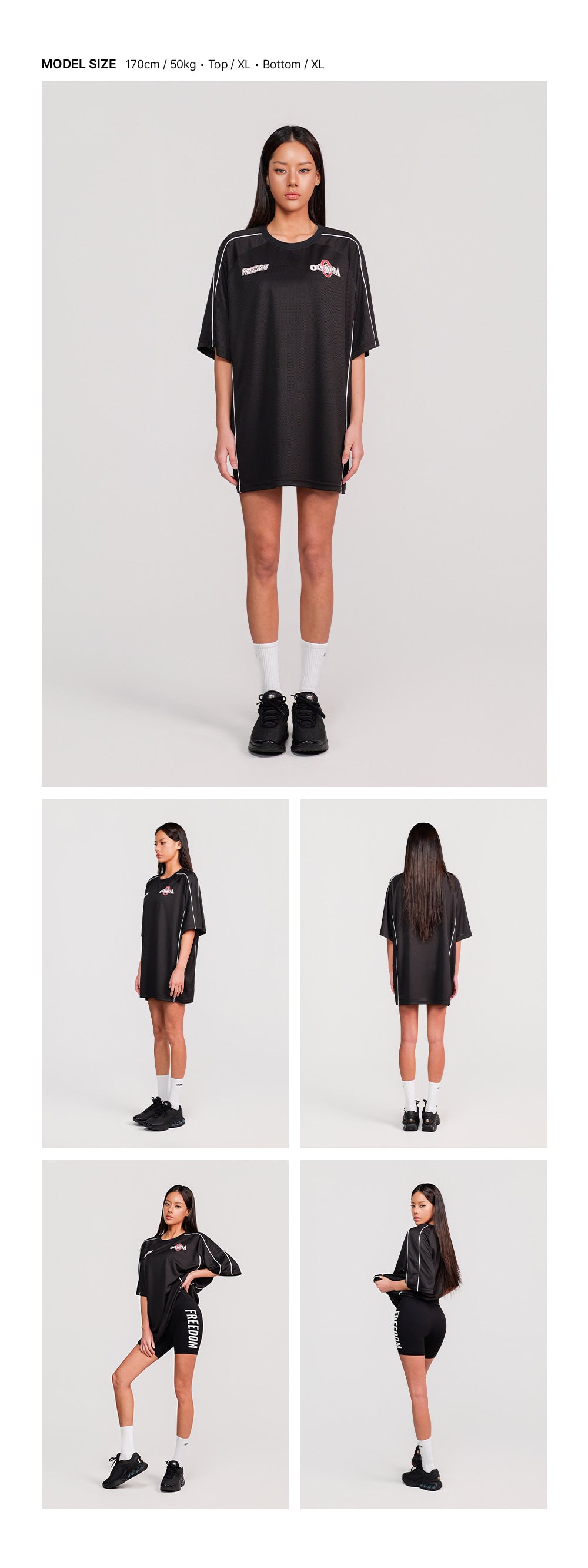 Olympia Line Panel Short Sleeve T-Shirt (Black)