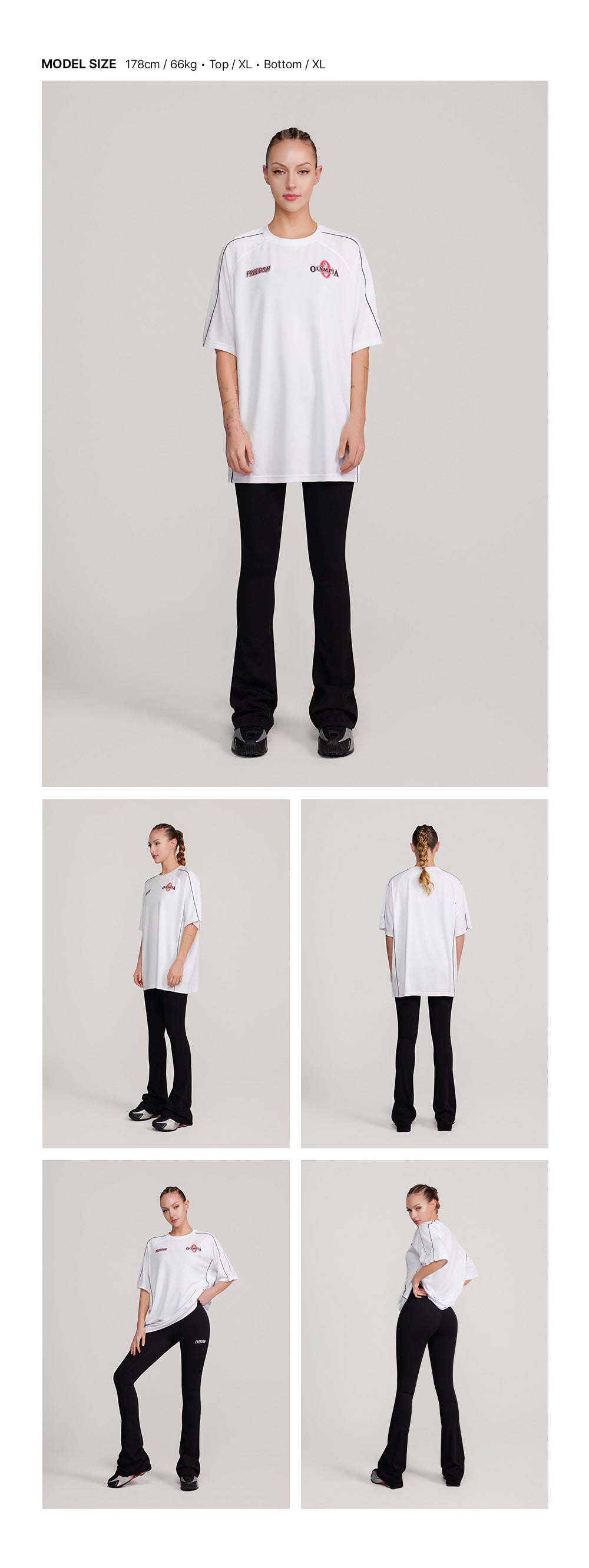 Olympia Line Panel Short Sleeve T-Shirt (White)
